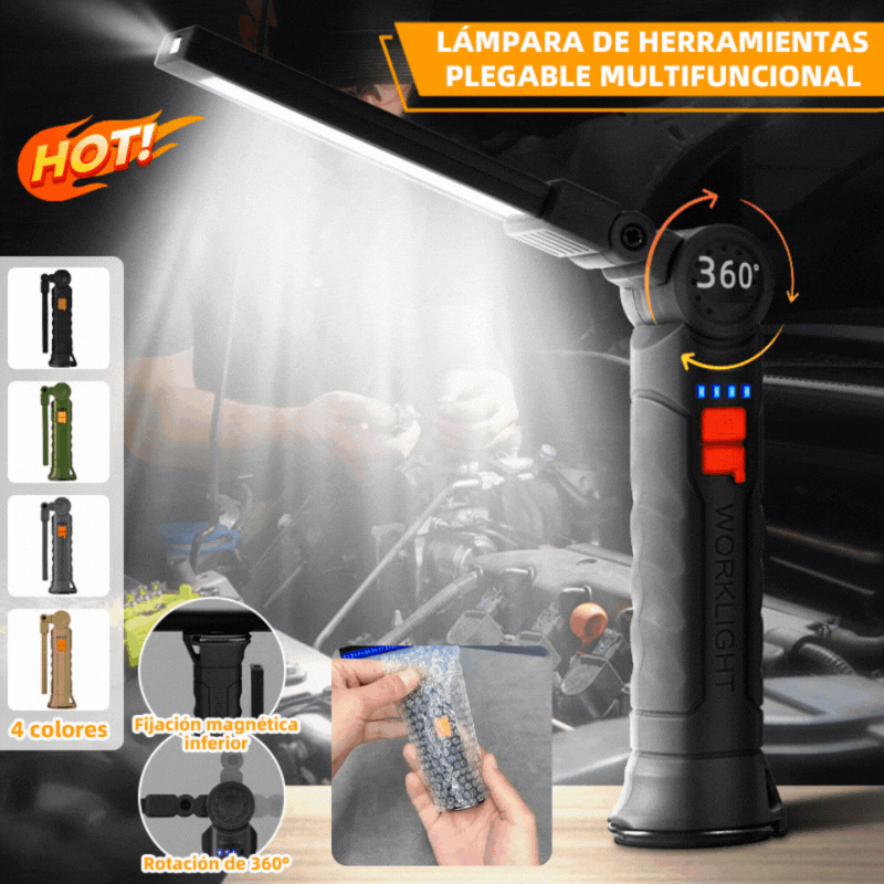 Luz de trabajo LED multifuncional para reparación de automóviles con imán COB