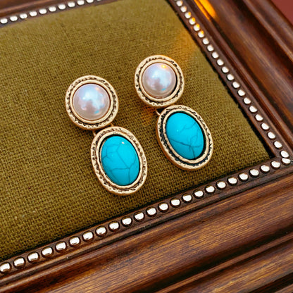 ✨【Kupite 1, dobijte 1 gratis】 Ogrlica i naušnice s vintage tirkiznim biserima | Visokokvalitetni set nakita