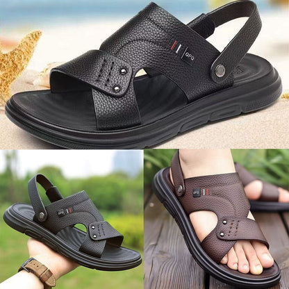 🐂50% popusta 【38-44】 Nove muške sandale za plažu od prave kože s debelim potplatom