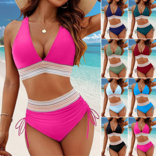 🎁Ljetni novi proizvod👙🌴Modni brzosušeći sling kupaći kostim dvodijelni set, bikini s V izrezom