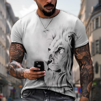 【S-5XL】🌞Muška majica s 3D printanim lavom u velikim veličinama