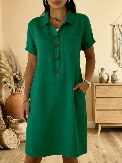 ⏳ Časovo obmedzená ponuka! ⏰🍋【S-3XL】Nové elegantné a jednoduché dámske šaty na gombíky - zakrýva paže, lichotí postave, je zoštíhľujúci a pohodlný.