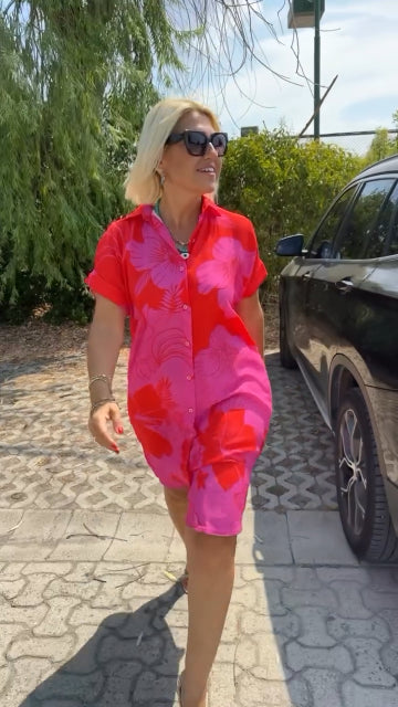👗【S-5XL】Rochie nouă cu guler înalt și imprimeu colorat 