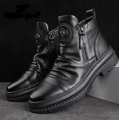 ⏳ nuevas botas de piel para hombre, piel de vacuno de alta calidad, hechas a mano.