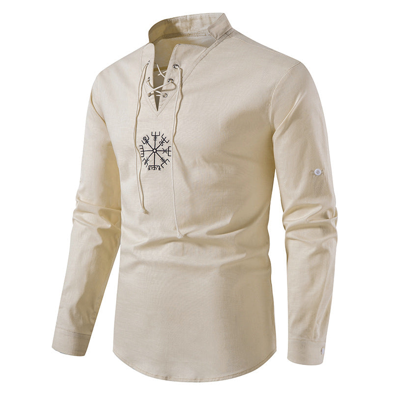 2025 Męska luźna, oddychająca koszula bawełniana i lniana 3914178