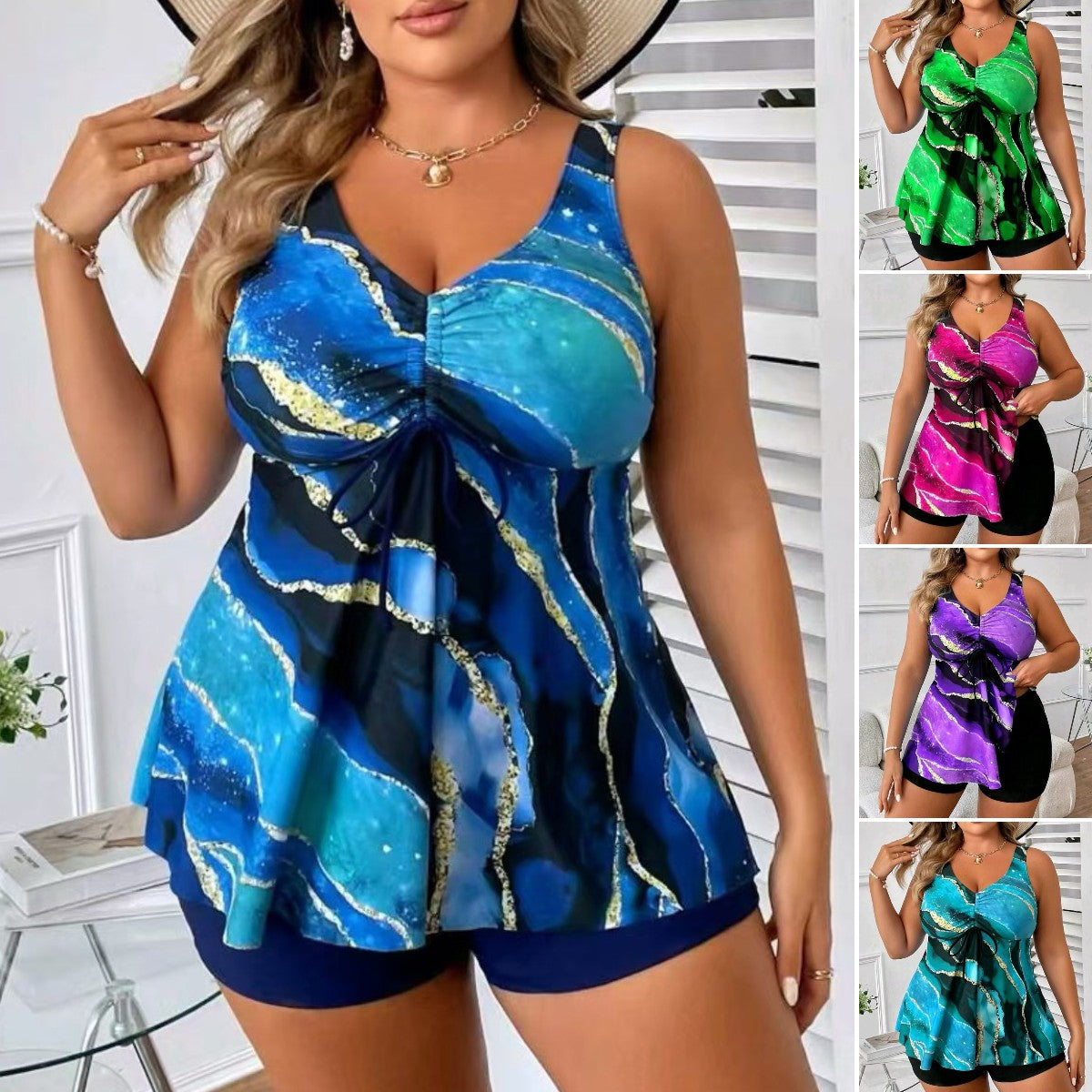 🏖️👙【Ljetni popusti】🌴【S-5XL】Elegantni dvodijelni kupaći kostim s printom za veće veličine