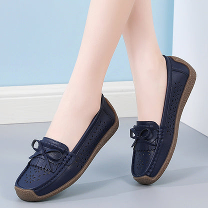 🌼2024. Stil nou🌼【35-44】Pantofi de vară din piele pentru femei, pantofi ajurati cu ciucuri, respirabili 