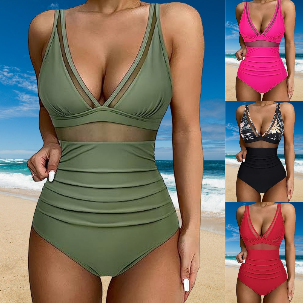 ❤️👙❤️【S-2XL】Novi jednobojni ženski jednodijelni bikini kupaći kostim za ljeto 2025., prozračan, udoban i brzosušeći