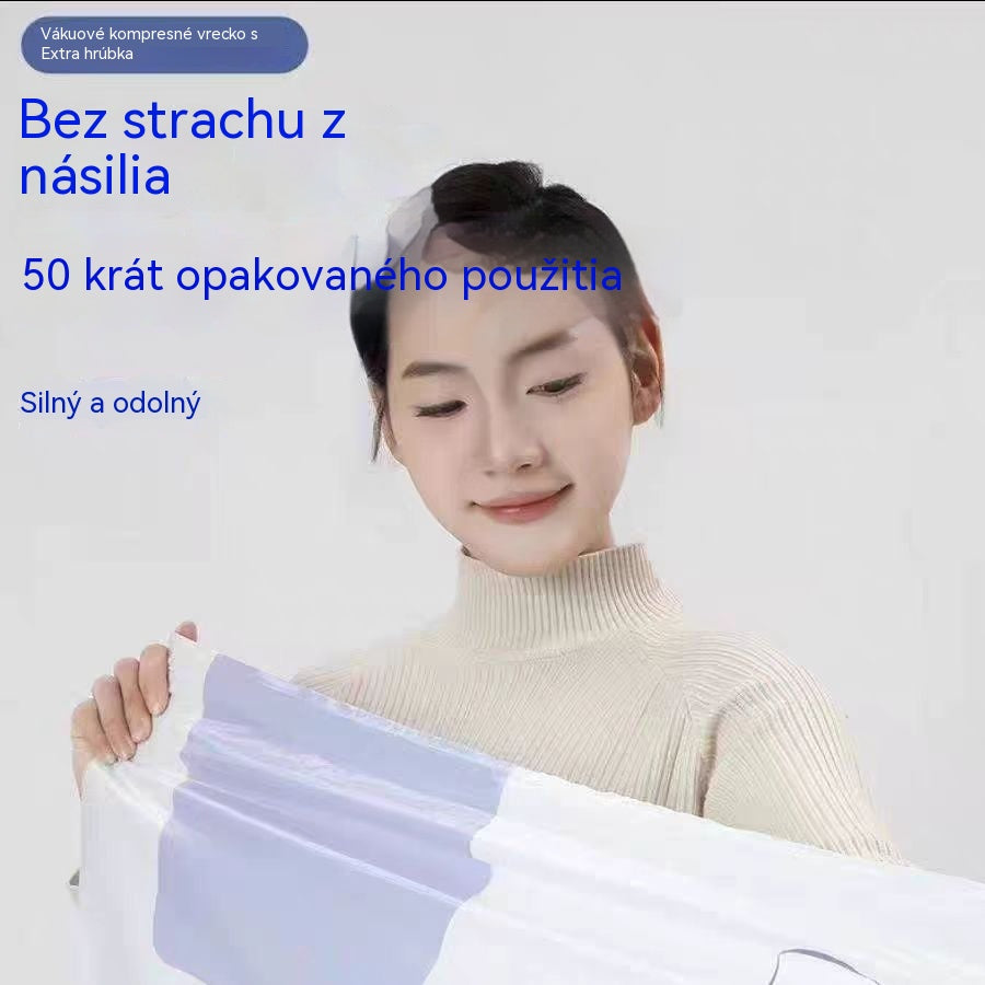 🧳【5-dielna sada】💨 Veľké, stlačiteľné vákuové úložné vrecko: nevyžaduje pumpičku, je nepriepustné a ideálne na úsporu miesta v kufri a doma ✈️