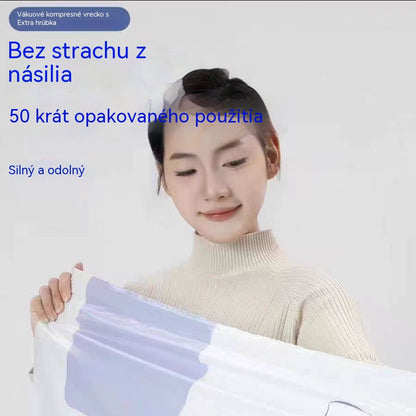 🧳【5-dielna sada】💨 Veľké, stlačiteľné vákuové úložné vrecko: nevyžaduje pumpičku, je nepriepustné a ideálne na úsporu miesta v kufri a doma ✈️